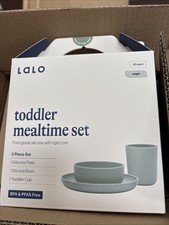 Lalo NON TOXIC 3pc Toddler Mealtime Set Silicone Plate, Bowl, and Cup - Sage