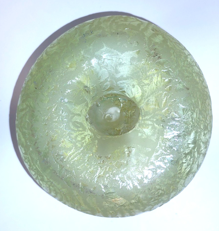 VTG  ink well paperweight  thick heavy floral JADITE Light  green  Inkwell