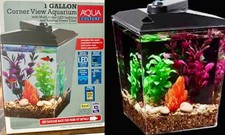 Aqua Culture 1 Gal Corner View Aquarium w/Lighting And Filter NEW IN BOX