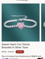 SHINE Tennis Bracelet Silver Tone Pink Heart ...