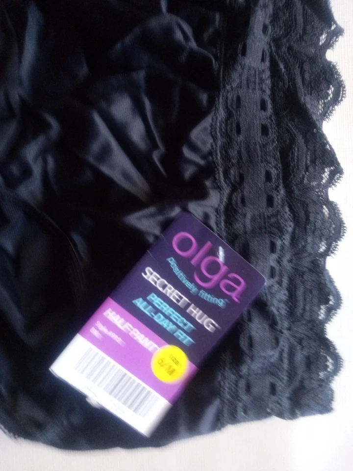 Bragas Olga Secret Hug negras de nailon con ribete de encaje tiro bajo medianas/6 Foto 2 de 4