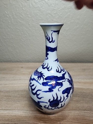 Vintage Chinese Qing Dynasty Blue White Porcelain Dragon Pattern Vase Read Pls - Bild 7 von 19