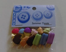Dress It Up Buttons Summer Treats Ice Cream Cones Popsicles