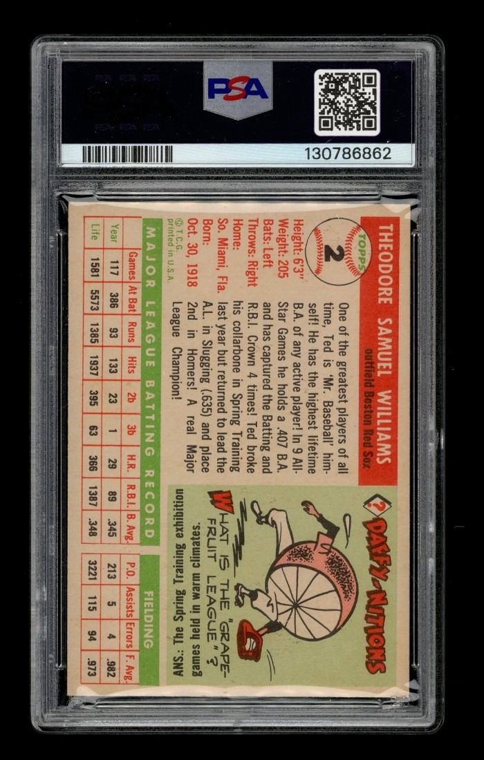 1955 Topps Set-Break #  2 Ted Williams PSA 6 EX-MT view 2