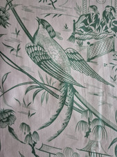 Vintage 80's Chinoise Jonelle Glazed Cotton Fabric Chintz Floral Birds 1.82m