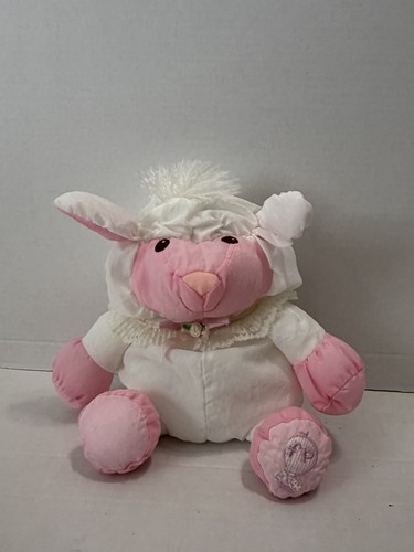 Fisher Price Vintage Puffalump White Pink Lamb Lace Collar