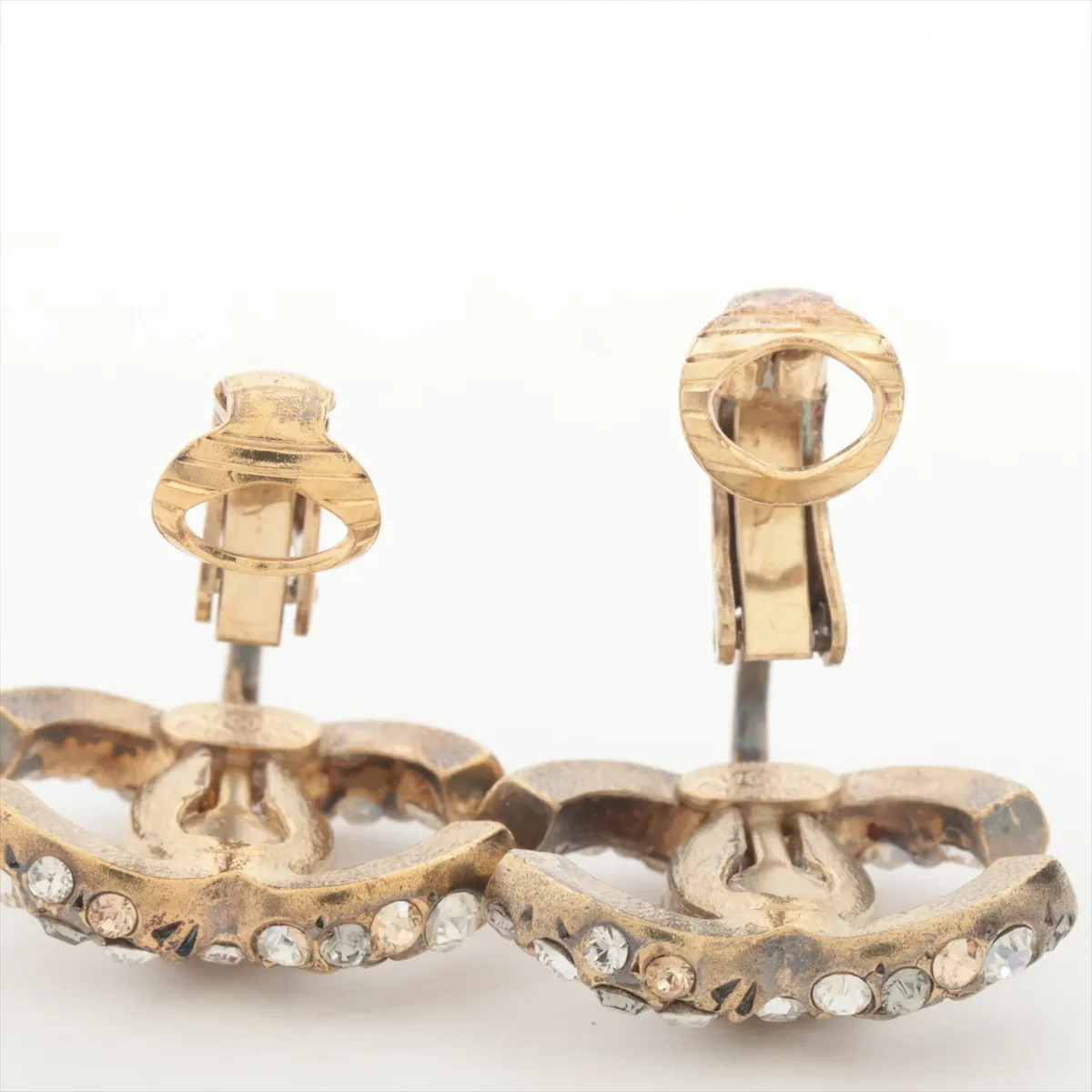 Chanel Coco Mark 07A Earrings (for both ears) GP×Rhinestone Gold thumbnail 4
