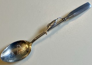 Sterling Silver Unique Souvenir Spoon from Atlantic City with Fish Handle B&H