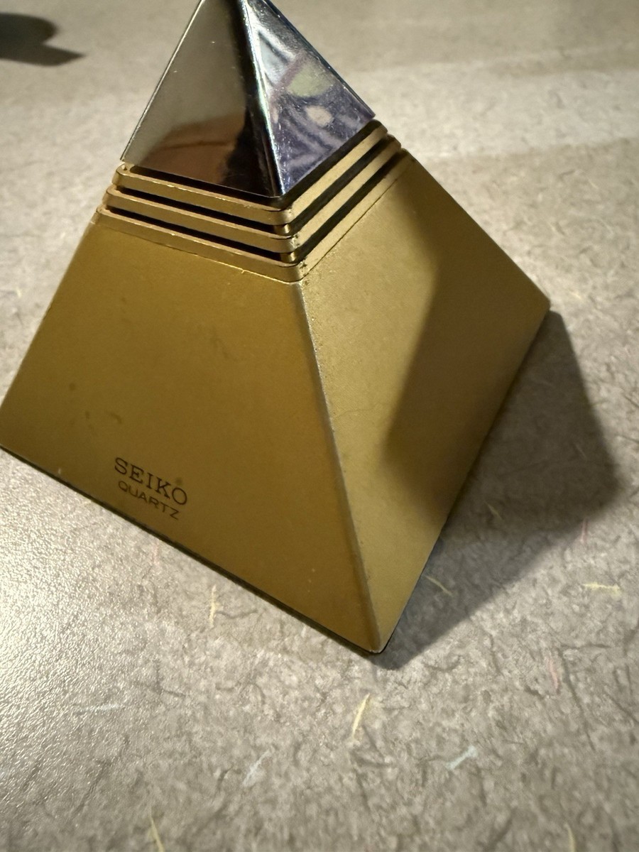 Vintage 1980's SEIKO PyramidTalk Alarm Clock Gold CHROME DA571G