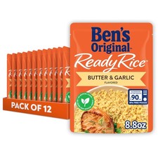 BEN'S ORIGINAL Ready Rice Butter and Garlic Flavored 8.8 Ounce Pack of 12
