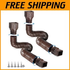 Brown 2-Pack Flexible Rain Gutter Extensions