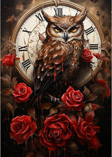 Bird Diamond Painting Kits Diamond Art Kits for Adults 5D, Flowers Diamond Owl