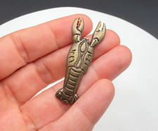 Lobster Brooch Pin Antique Gold Tone Crayfish Seafood Coastal Jewelry Gift