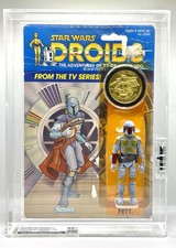 Star Wars 1985 DROIDS Boba Fett KENNER vintage graded CAS 85  coin and cardback