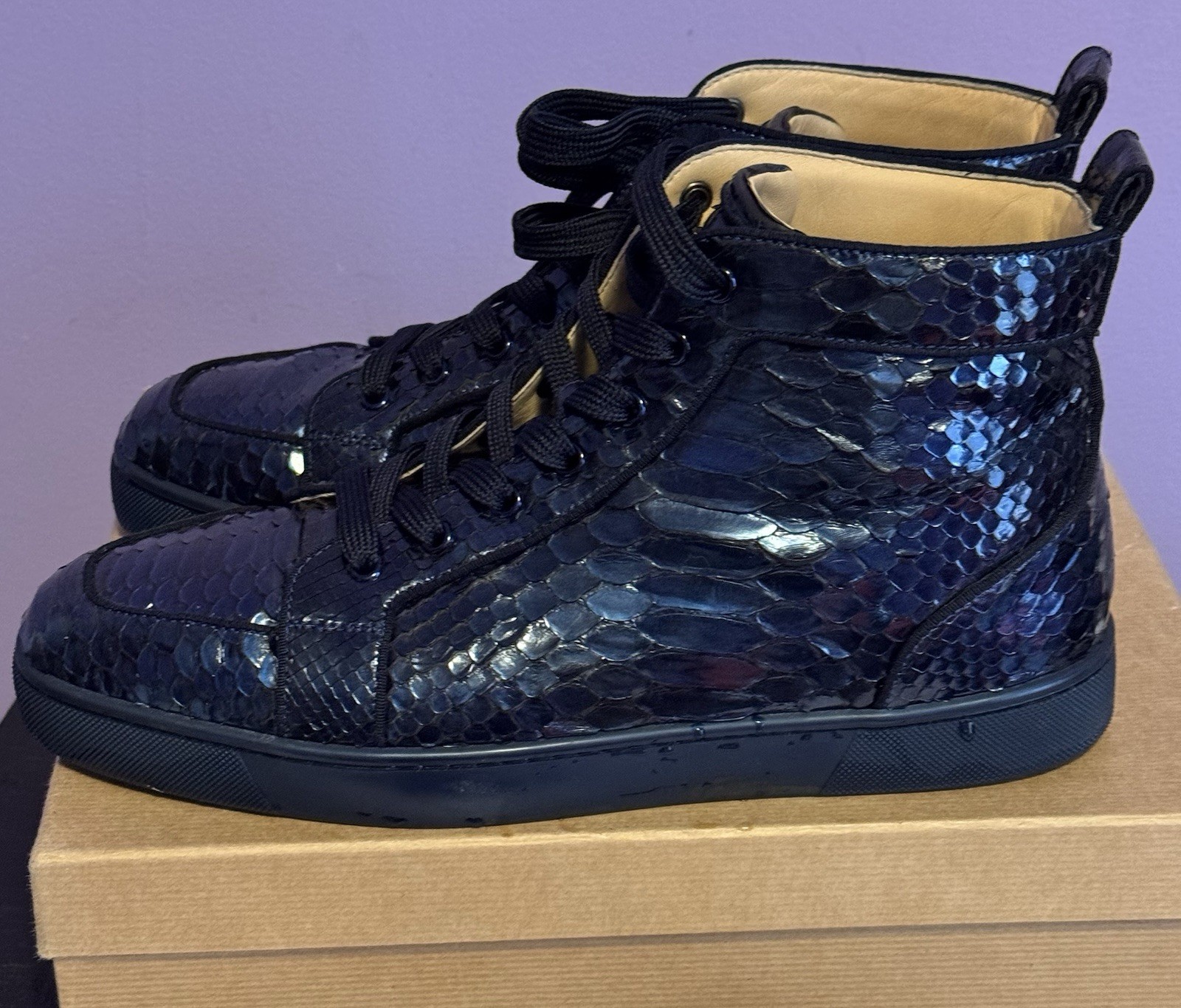 LOUBOUTIN RANTUS ORLATO FLAT PYTHON BLUE NAVY SNE… - image 18