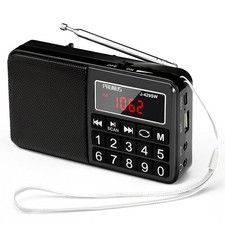 429 Small Radio, Pocket Radio, AM FM Radios USB Charging, Large Button, Neody...