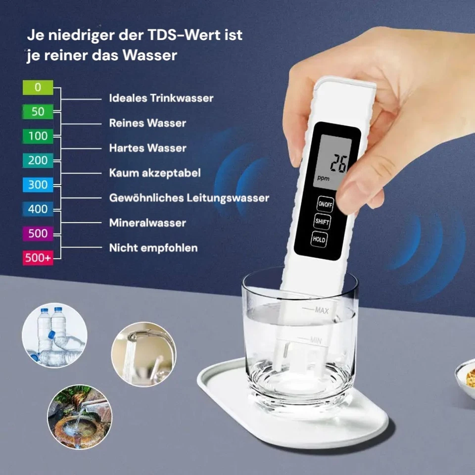 3in1 TDS/EC/TEMP Tester Wasserprüfung Wassertester für Trinkwasser Aquarien - Bild 2 von 4