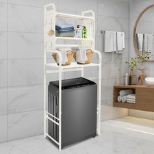 Expandable Over Washing Machine Storage Rack White Adjustable Laundry Room Shelf