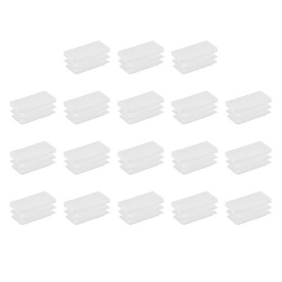 18Pcs Rectangle Plastic Hole Plug 1 3/16''x9/16'' PE Tubing End Cap, White