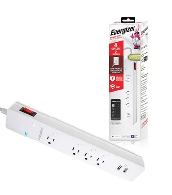 Energizer  Smart 4-Outlet Power Strip with USB Ports, Smart Wifi, Remote Control