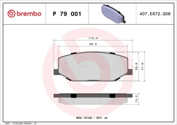 Brembo Bremsbelagsatz, Scheibenbremse P 79 001 FüR Suzuki-image