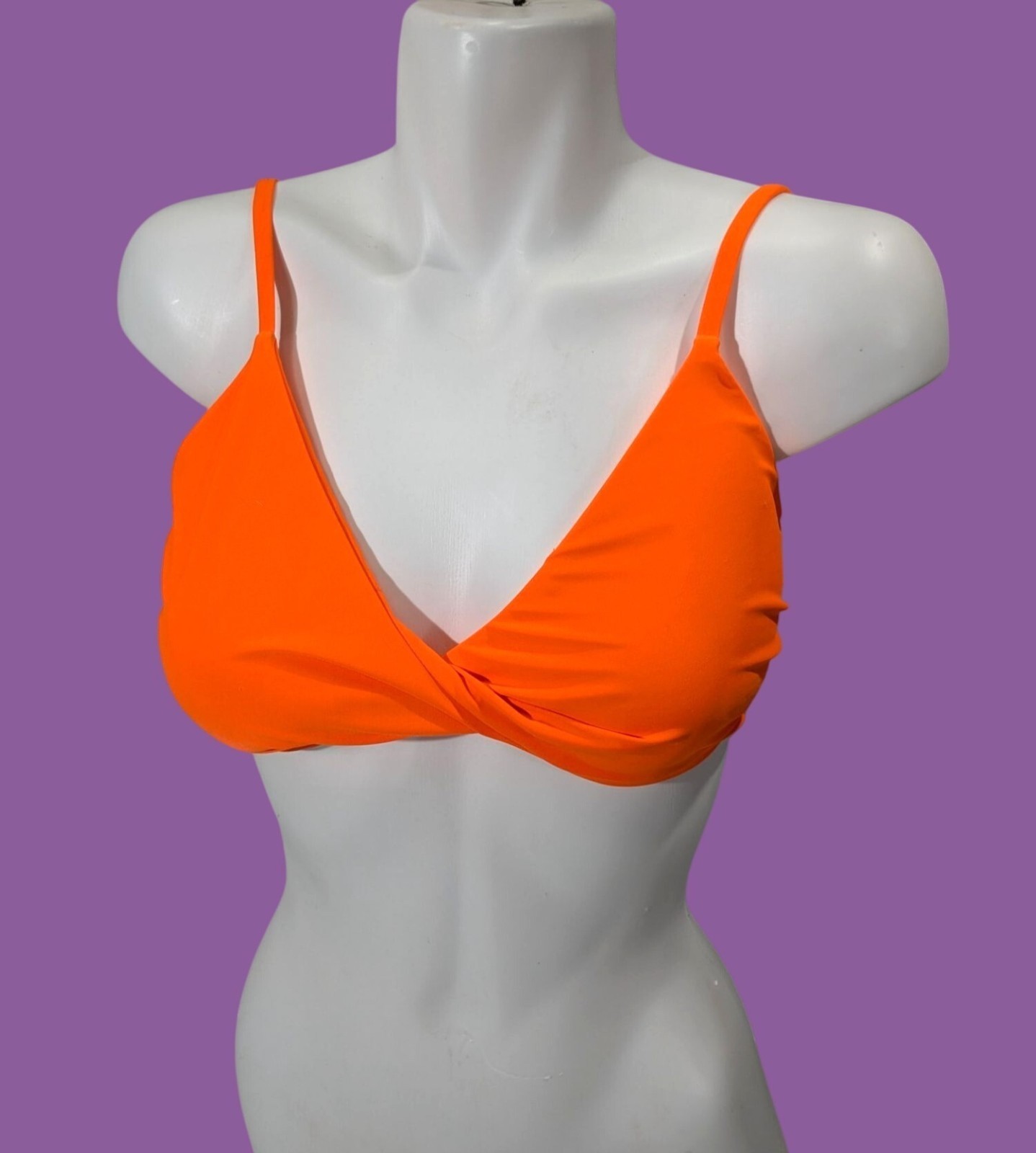 Orange Wild Fable Twist front Bikini Top size L Adjustable Straps NWT