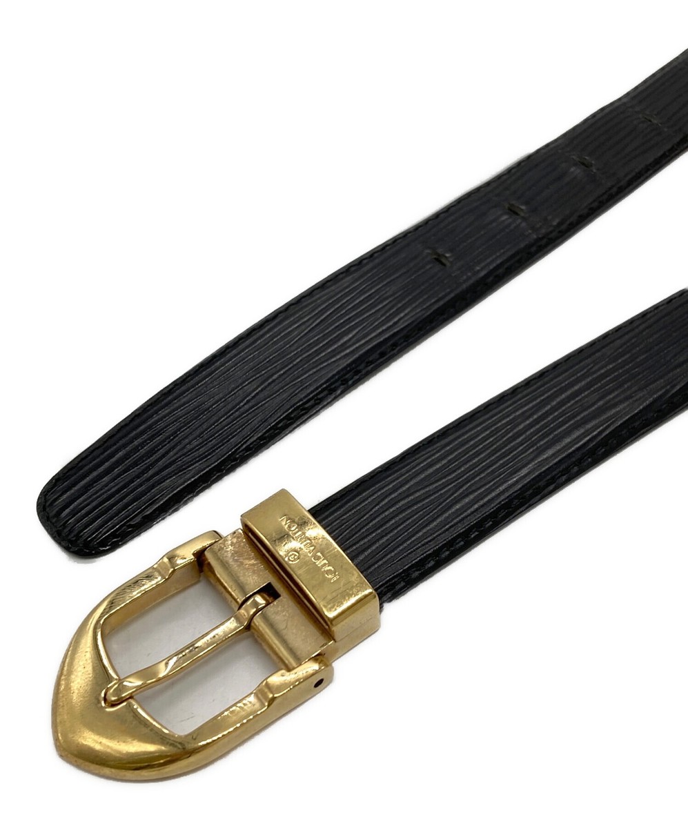 Authentic Louis Vuitton M6833Q Black Gold Buckel Belt Length