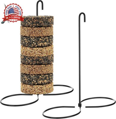 LemonRoad 2 Pcs Cylinder Bird Feeder Holder Outdoors Hanging Seed Holder for Lar