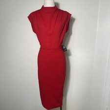 Express Red Mock Neck Midi Dress NWT XS Cocktail Wedding Guest