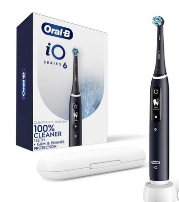 Oral-B iO Series 6 Electric Toothbrush Black w/ Charger & Case, Timer, 5 Speeds