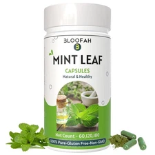 Bloofah Mint Capsules 500mg - 120 Count | Digestive Health Vegan, Gluten Free