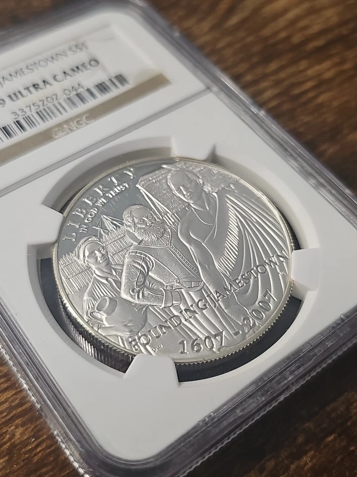 2007-P $1 Silver NGC PF69 JAMESTOWN Dollar 90% Coin Cert # 3375202-044 - Image 3 of 4
