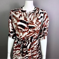 Calvin Klein shirt dress size 10 NWT animal brown cotton long modest mobwife