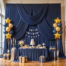 10Ft X 10Ft Navy Blue Backdrop Curtains, 2 Panels Navy Drapes for Backdrop Sof
