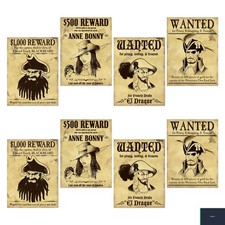 Pirate Wanted Sign Cutouts 15.25" Cardstock 8 Piece 4 Unique Designs
