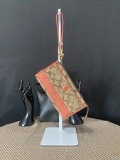 Vintage Y2K Coach Signature Stripe Wristlet Khaki Orange Wear See Photos 8x4
