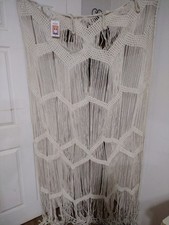 Crafted 44"x82" Macrame Wall Hanging Curtain Knotted Cotton Tapestry Boho