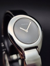 Maintained Mirror Polished GUCCI 6700L Wristwatch Bangle Black From Japan