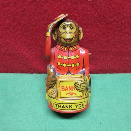 J.Chein Monkey  Hat Tipping  Toy Bank
