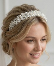 Luxury Bridal Headband with Ivory Pearls and Crystals