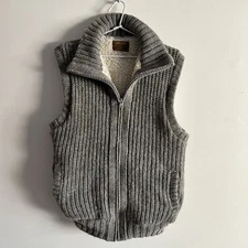 VTG Tundra Vest Mens Medium Pure Virgin Wool Grey Zip Canada Outdoor Warm Cozy**