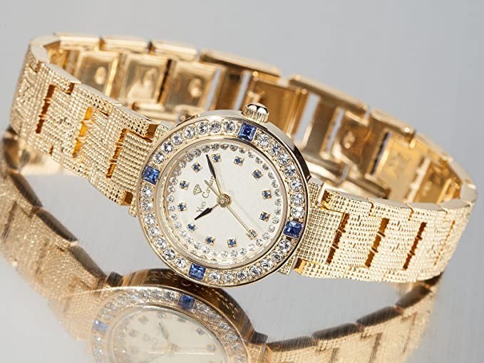 Montre Yves Camani Lady Saphir en plaqué or et cristaux pour femme élégante