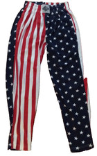 VTG 90s Body Alive Multicolor Muscle Pants XS Patriotic Fourth July USA FLAWS
