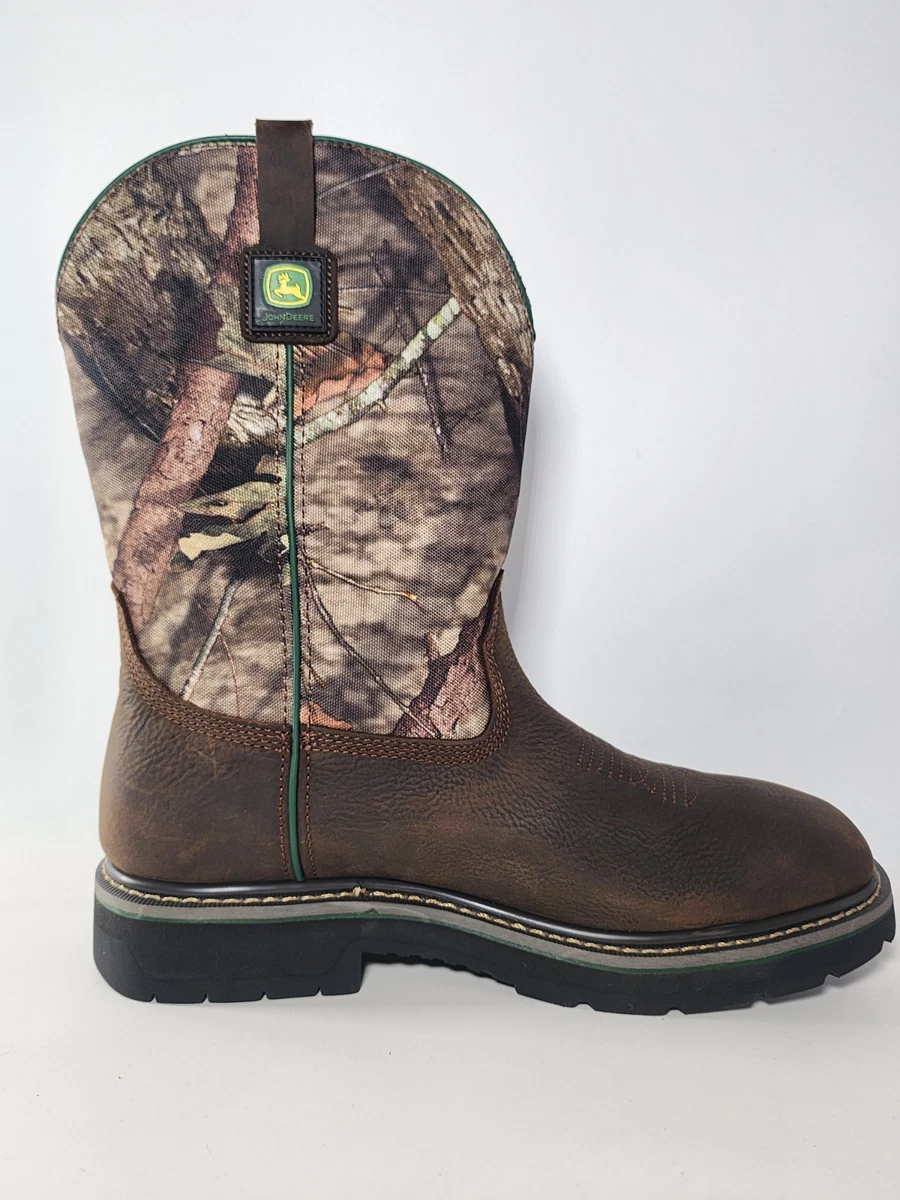 John Deere Camo Work Boots Mens 10 Wide JD4148 Pull On Leather Hunting Farm john deere camo boots products for sale | eBay main image 3