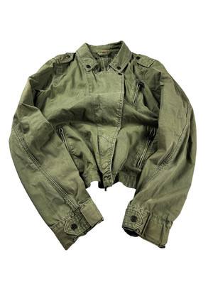 ジャケット・アウター 00s goa short length military jacket y2k Vintage Olive Green Jacket Cropped Military Style Zip Up Casual
