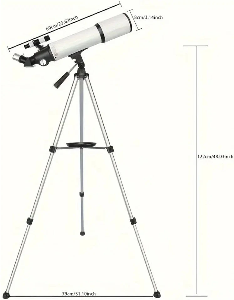 Telescope 80mm Aperture 600mm - Astronomical Portable Refracting Telescope - Image 3 of 3
