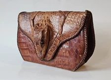 Vintage Genuine Alligator Leather Handbag Purse Pocket Book Clutch Cubanola Cuba