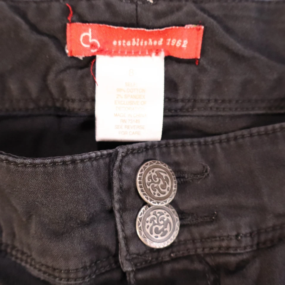 Shorts Dressbarn preto tamanho 8 botões ornamentados algodão - Imagem 2 de 4