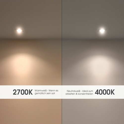 10 Stück LED Einbauspot eckig gebürstet 230V fourSTEP Dim 5W GU10 neutralweiß - Bild 10 von 10
