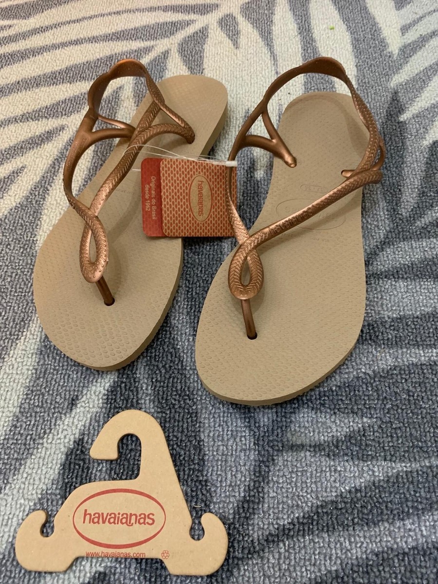 Havaianas Luna Flip Flops size (37/38) Rose Gold plus box UK